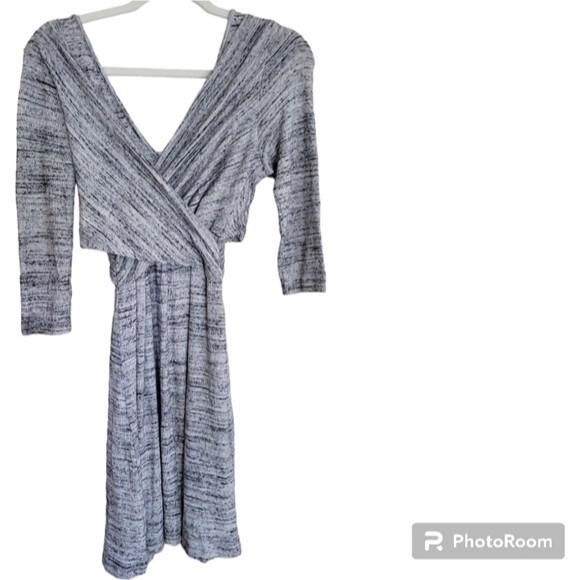 Anthropologie Amadi Siz Fara Surplice Gray Wrap Dress - S - Picture 3 of 7